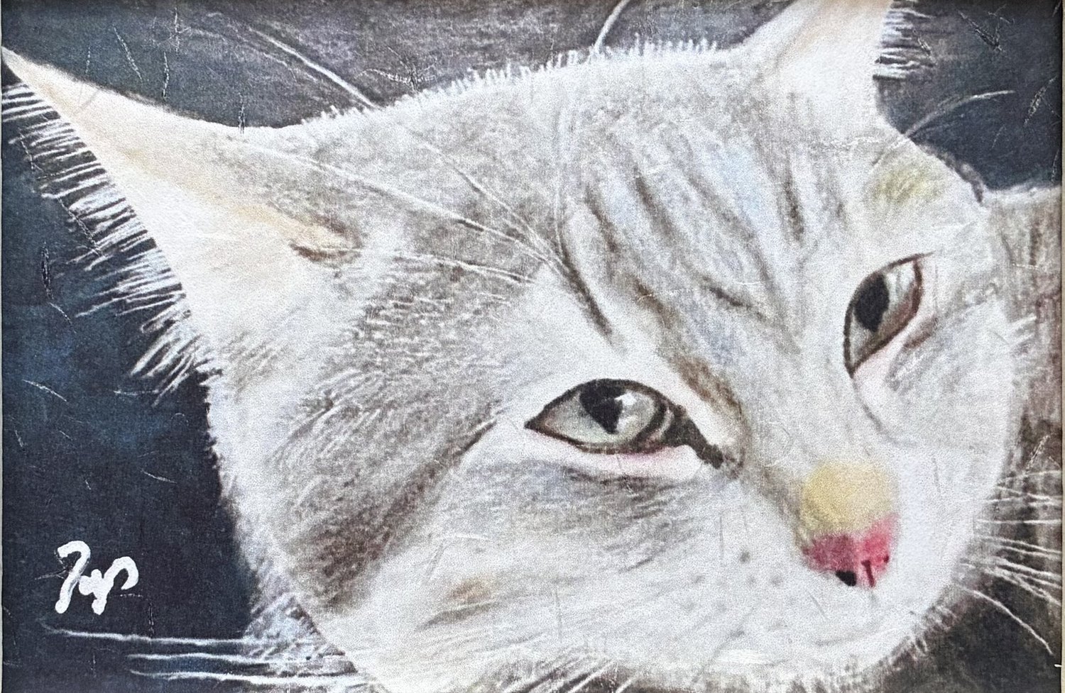 猫の絵「にゃにか？」