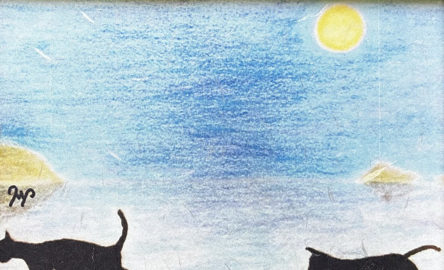 猫の絵「夜のお散歩」