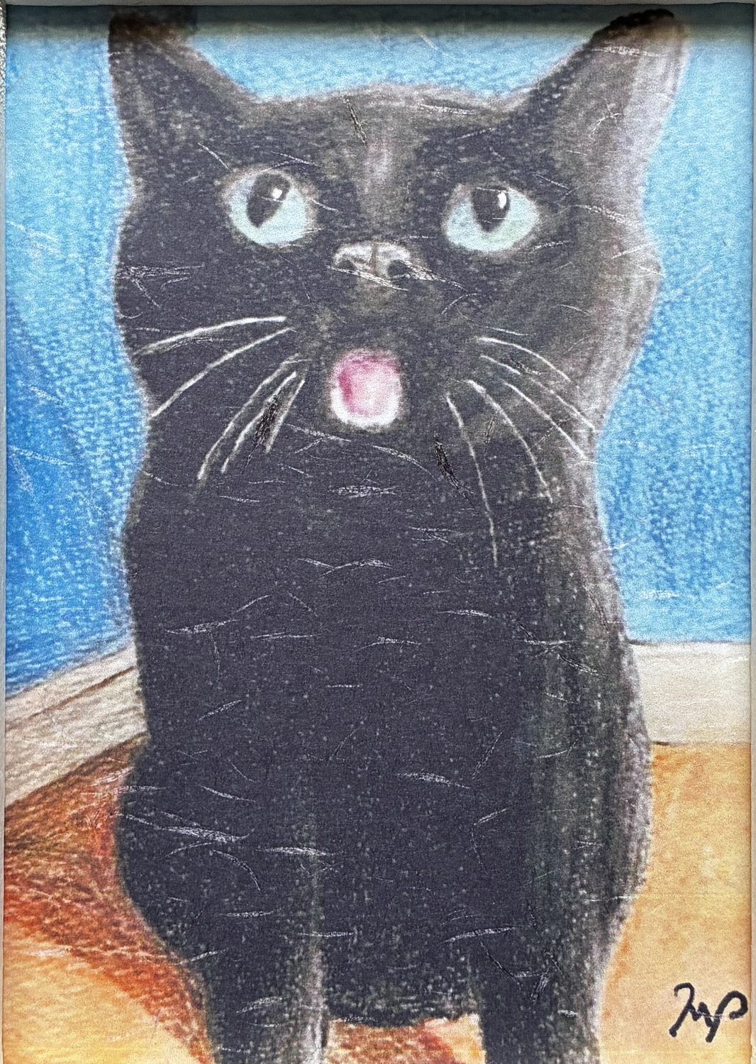 猫の絵「おやつください」