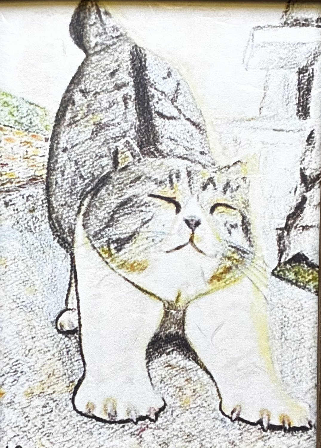 猫の絵「背伸び猫ちゃん」