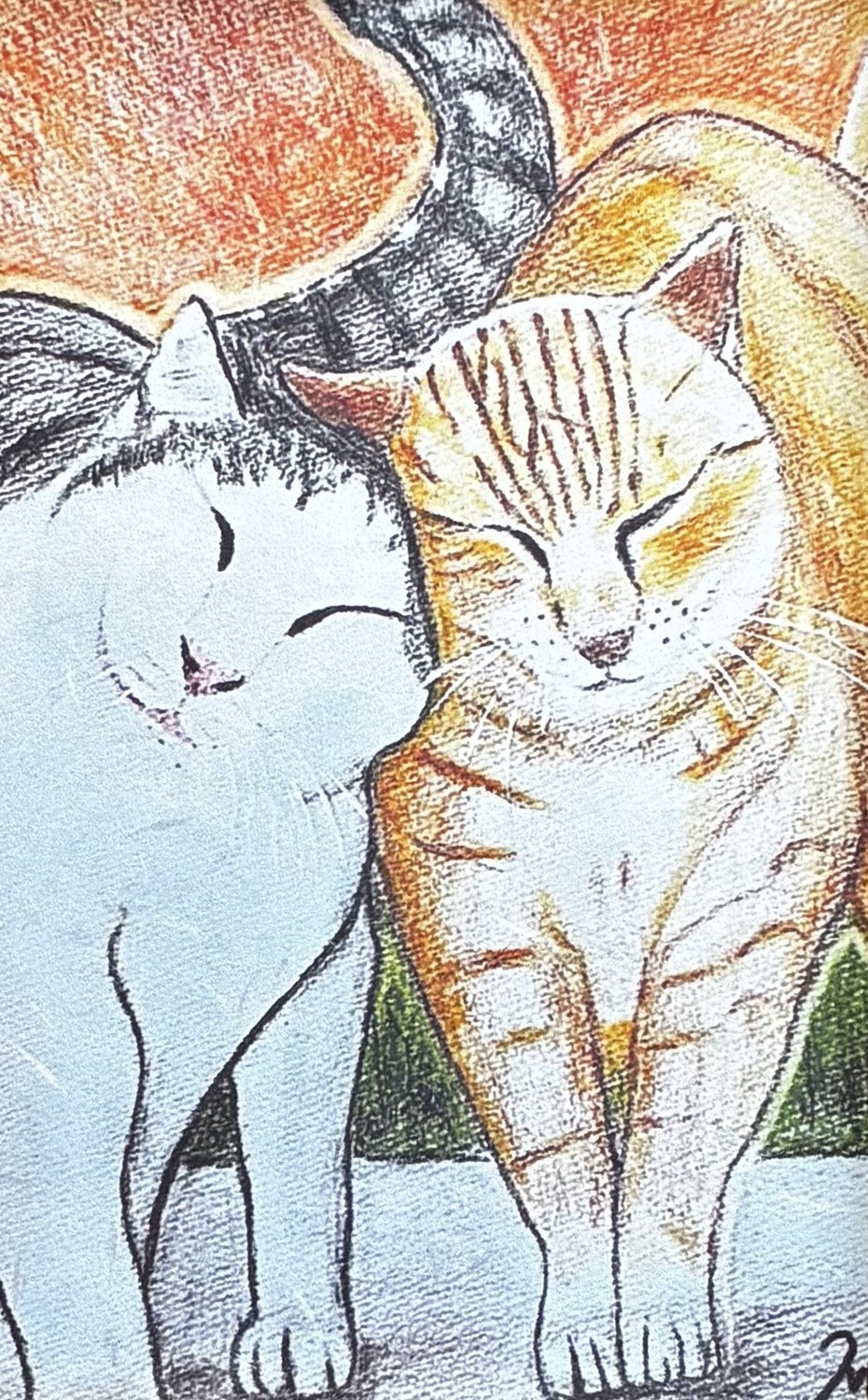 猫の絵「仲良し猫ちゃん」