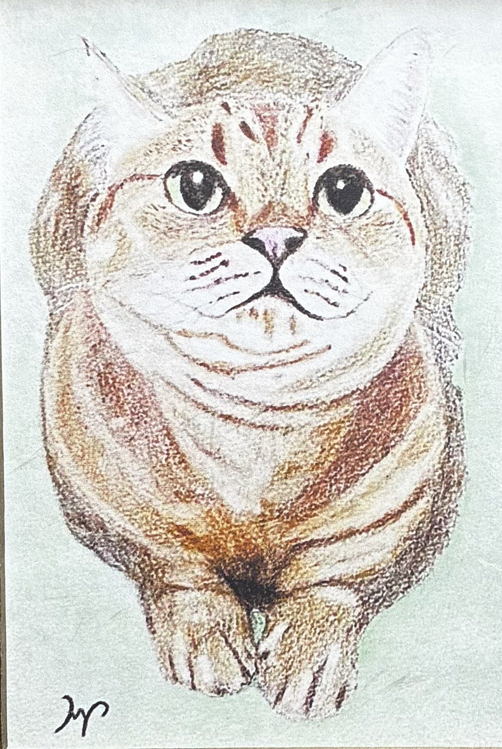 猫の絵「お迎え猫ちゃん」