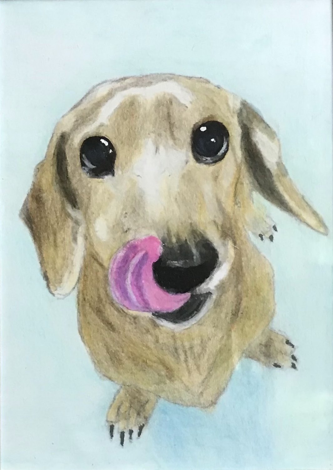 犬の絵「ごちそうさま」